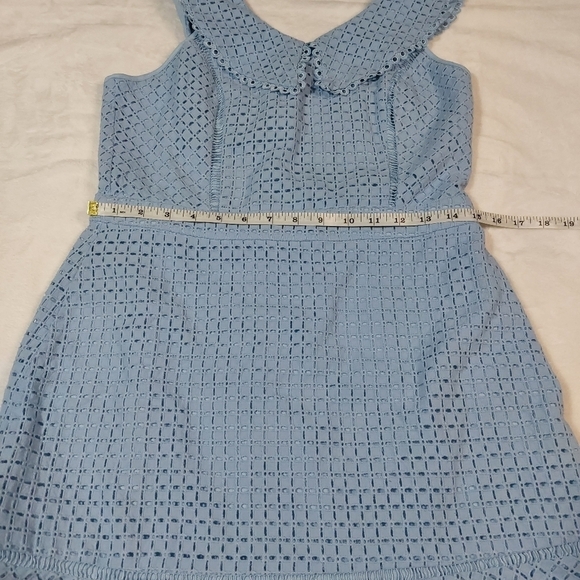 Chelsea 28 Light Blue Eyelet Peter Pan Collar Dress Size Medium - Picture 2 of 8